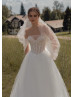Beaded Ivory Lace Tulle Corset Back Sweet Wedding Dress